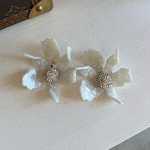 Lele Sadough Mother Of Pearl Small Crystal Lily Earrings